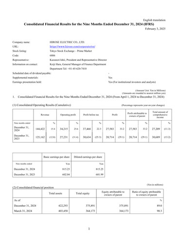 Thumbnail Hirose Electric Quarterly Report 2024-q3