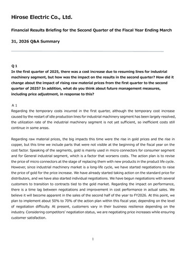 Thumbnail Hirose Electric Quarterly Report 2025-q2