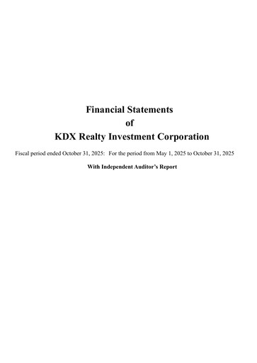 Thumbnail KDX Realty Investment Financial Statement 2025-h2