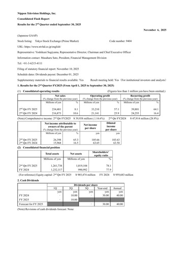 Thumbnail Nippon Television Holdings Quarterly Report 2025-q2