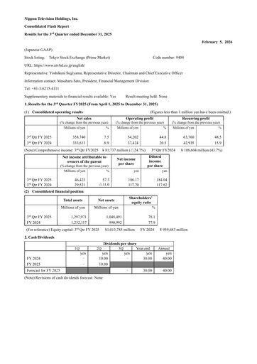 Thumbnail Nippon Television Holdings Quarterly Report 2025-q3