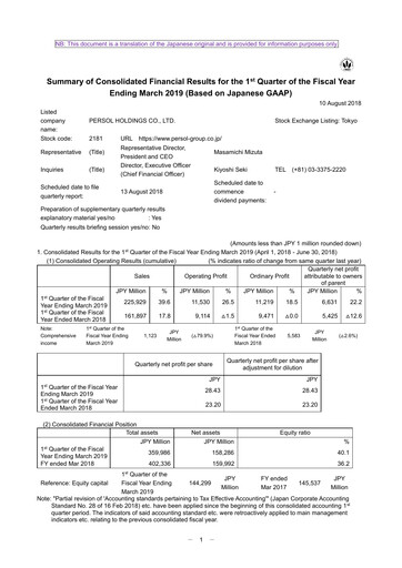 Thumbnail Persol Holdings Quarterly Report 2018-q1