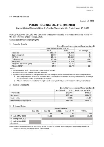 Thumbnail Persol Holdings Quarterly Report 2020-q1