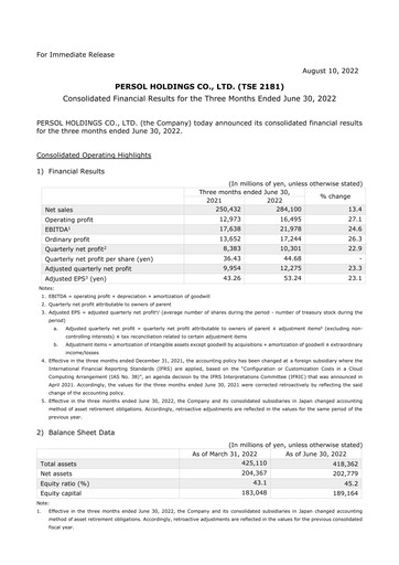 Thumbnail Persol Holdings Quarterly Report 2022-q1