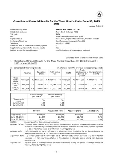 Thumbnail Persol Holdings Quarterly Report 2025-q1