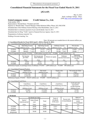 Thumbnail Credit Saison Financial Statement fy2010