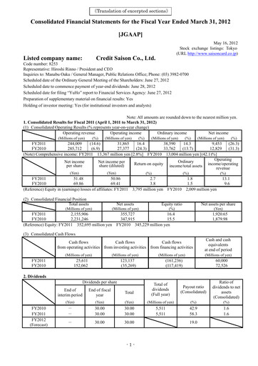 Thumbnail Credit Saison Financial Statement fy2011