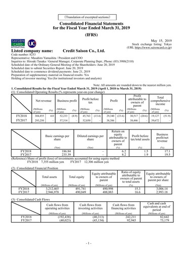Thumbnail Credit Saison Financial Statement fy2018