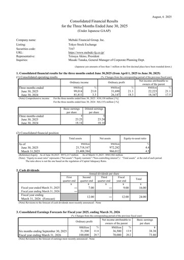 Thumbnail Mebuki Financial Group Quarterly Report 2025-q1