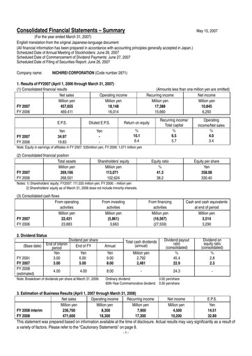 Thumbnail Nichirei Corporation Financial Statement fy2007