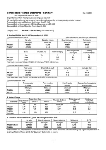 Thumbnail Nichirei Corporation Financial Statement fy2008