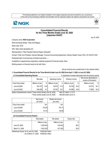 Thumbnail NGK Insulators Quarterly Report 2026-q1