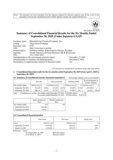 Thumbnail Mitsubishi Gas Chemical Company Half-year Report 2025-h1