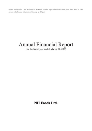 Thumbnail NH Foods (Nipponham) Financial Report 2025