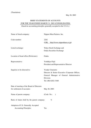 Thumbnail NH Foods (Nipponham) Financial Statement fy2003