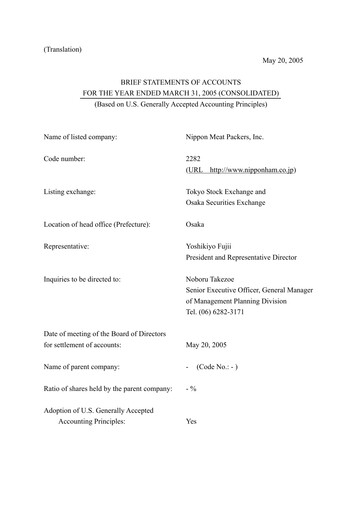 Thumbnail NH Foods (Nipponham) Financial Statement fy2005