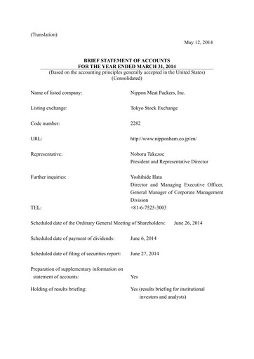 Thumbnail NH Foods (Nipponham) Financial Statement fy2014