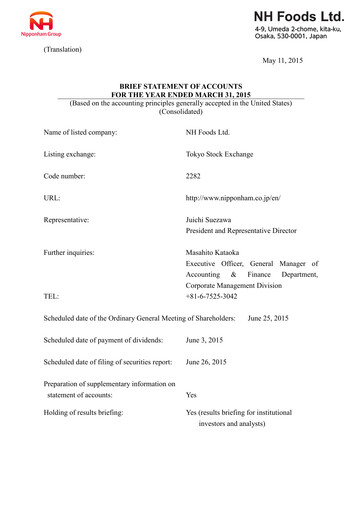 Thumbnail NH Foods (Nipponham) Financial Statement fy2015