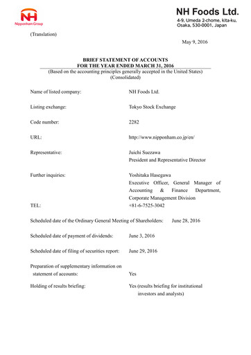 Thumbnail NH Foods (Nipponham) Financial Statement fy2016