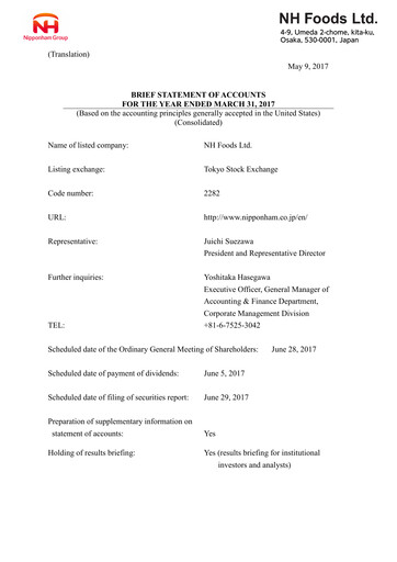 Thumbnail NH Foods (Nipponham) Financial Statement fy2017