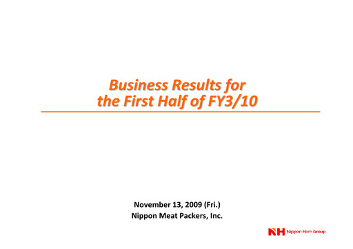 Thumbnail NH Foods (Nipponham) Half-year Report 2010-h1