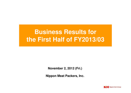 Thumbnail NH Foods (Nipponham) Half-year Report 2013-h1