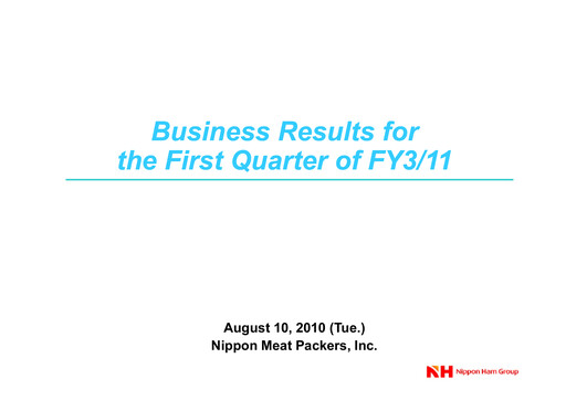 Thumbnail NH Foods (Nipponham) Quarterly Report 2011-q1