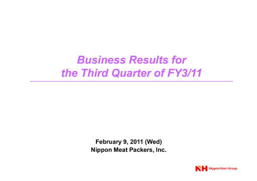 Thumbnail NH Foods (Nipponham) Quarterly Report 2011-q3