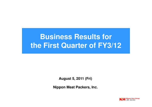 Thumbnail NH Foods (Nipponham) Quarterly Report 2012-q1