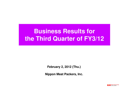 Thumbnail NH Foods (Nipponham) Quarterly Report 2012-q3