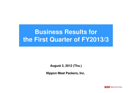 Thumbnail NH Foods (Nipponham) Quarterly Report 2013-q1
