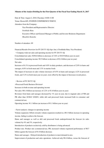 Thumbnail NH Foods (Nipponham) Quarterly Report 2017-q1