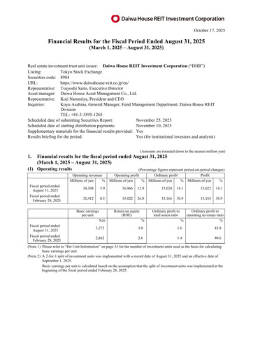 Thumbnail Daiwa House REIT Investment Corporation Financial Report 2025