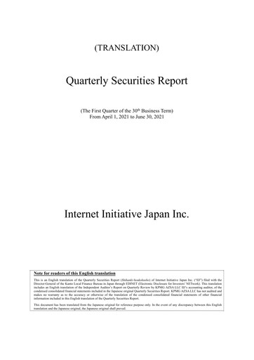 Thumbnail Internet Initiative Japan Inc. Quarterly Report 2021-q1