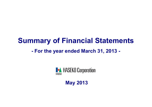 Thumbnail HASEKO Corporation Financial Statement fy2012