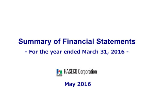 Thumbnail HASEKO Corporation Financial Statement fy2015
