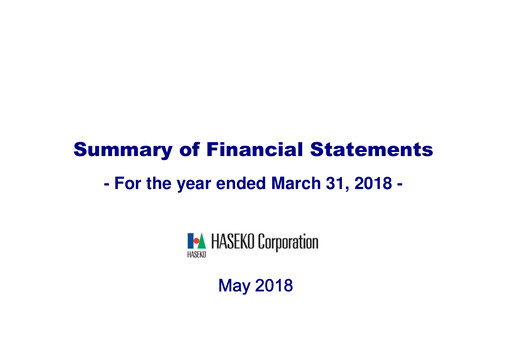 Thumbnail HASEKO Corporation Financial Statement fy2017
