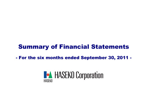 Thumbnail HASEKO Corporation Half-year Report 2011-h1