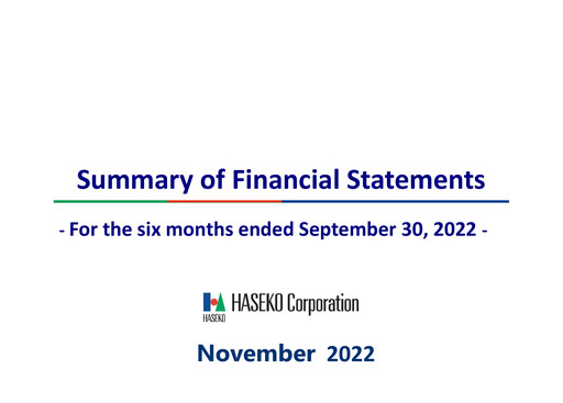 Thumbnail HASEKO Corporation Half-year Report 2022-h1