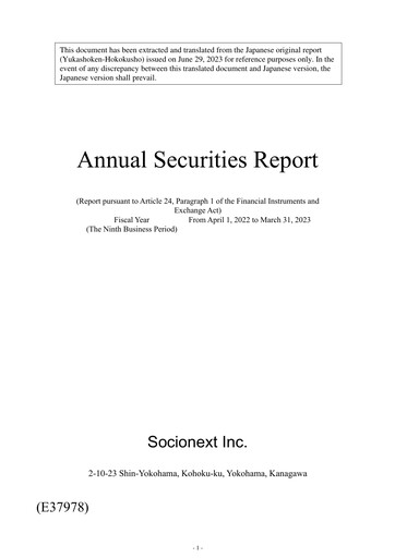 Miniature Socionext Rapport financier fy2023