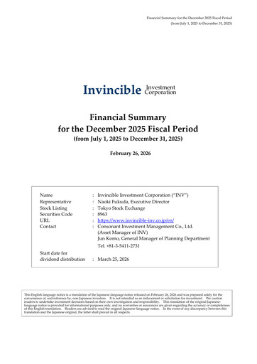 Vorschaubild Invincible Investment Corporation Finanzbericht 2025-h2