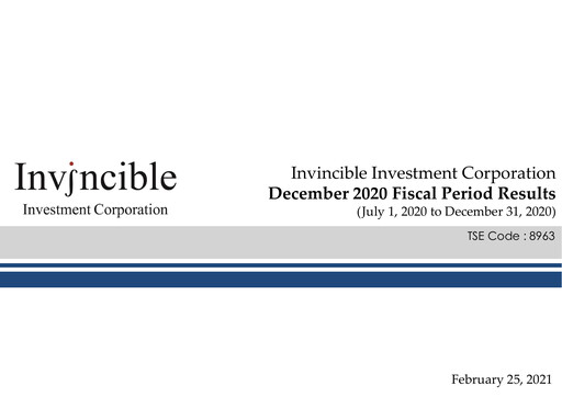 Thumbnail Invincible Investment Corporation Half-year Report 2020-h2