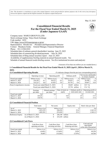 Thumbnail Marui Group Financial Statement fy2025