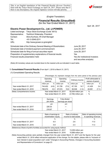 Thumbnail J-POWER (Electric Power Development) Financial Statement fy2016