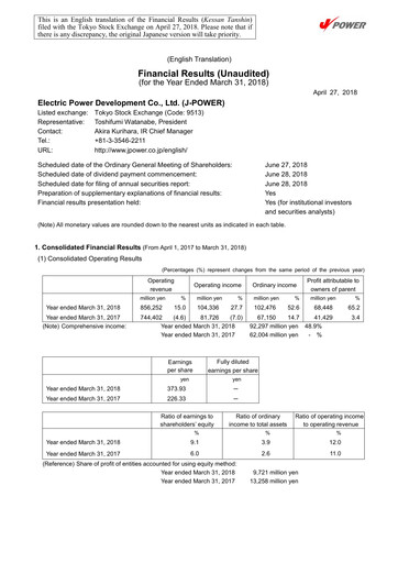 Thumbnail J-POWER (Electric Power Development) Financial Statement fy2017