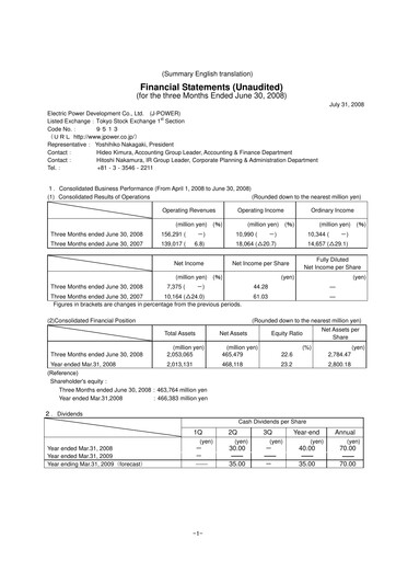 Thumbnail J-POWER (Electric Power Development) Quarterly Report 2008-q1