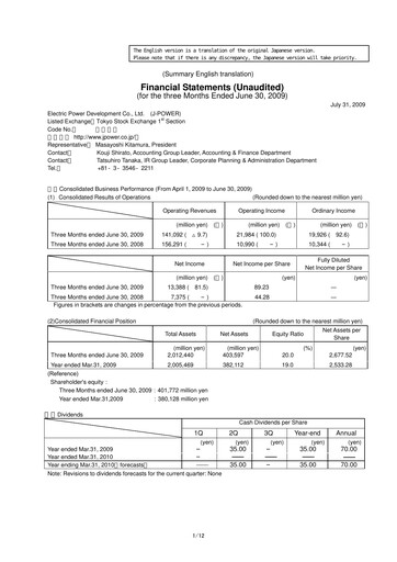 Thumbnail J-POWER (Electric Power Development) Quarterly Report 2009-q1