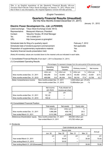 Thumbnail J-POWER (Electric Power Development) Quarterly Report 2011-q3