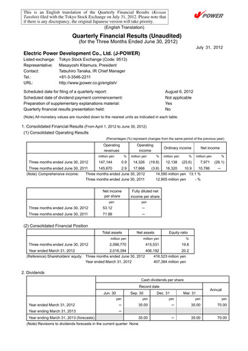 Thumbnail J-POWER (Electric Power Development) Quarterly Report 2012-q1