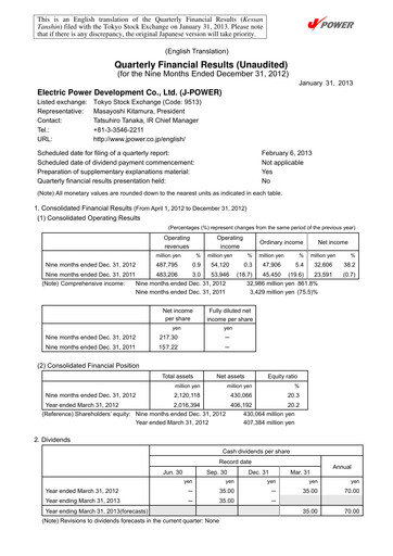 Thumbnail J-POWER (Electric Power Development) Quarterly Report 2012-q3